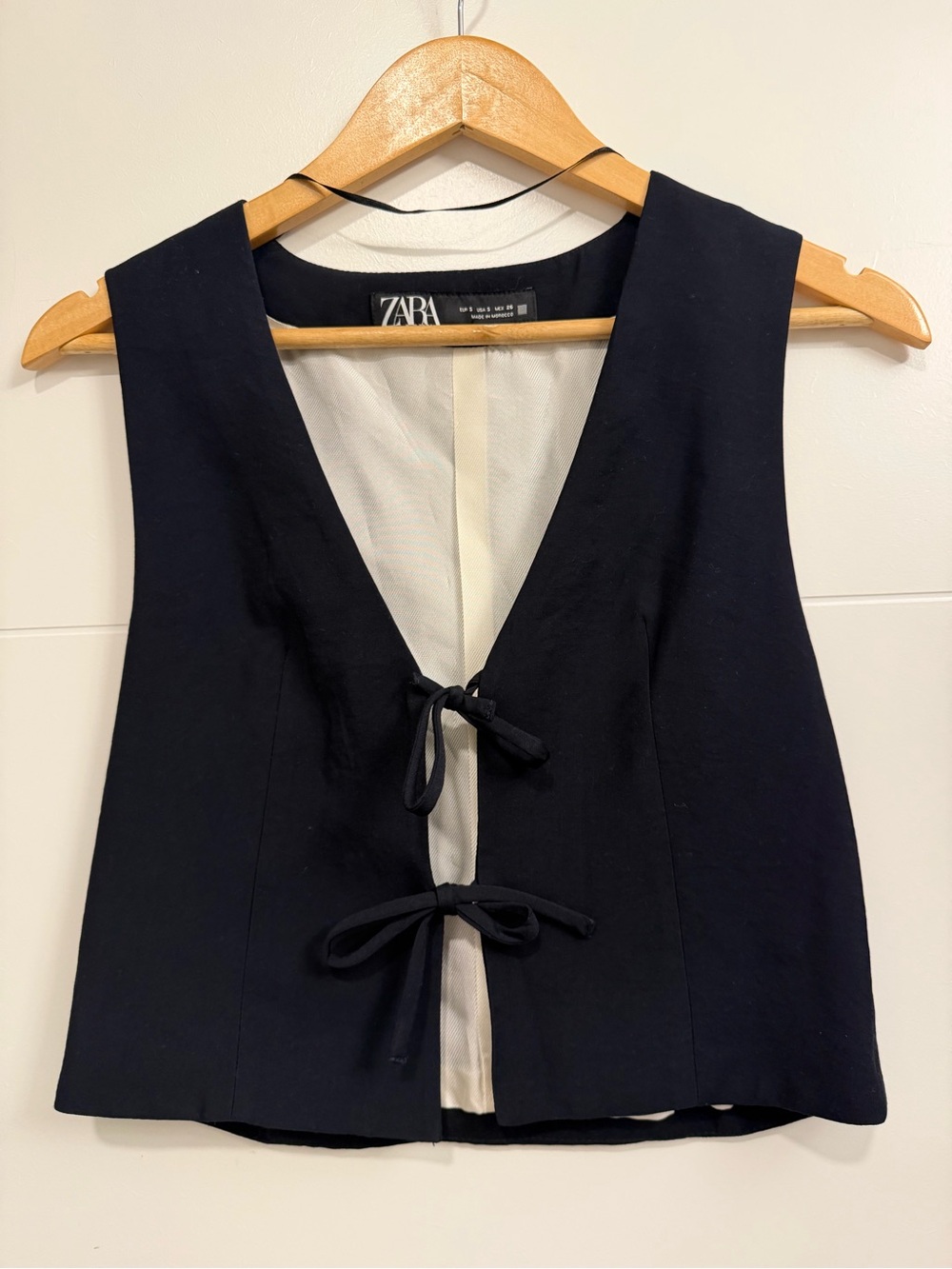 NWOT Zara Tailed Sleeveless Vest with Front Ties - Navy Blue